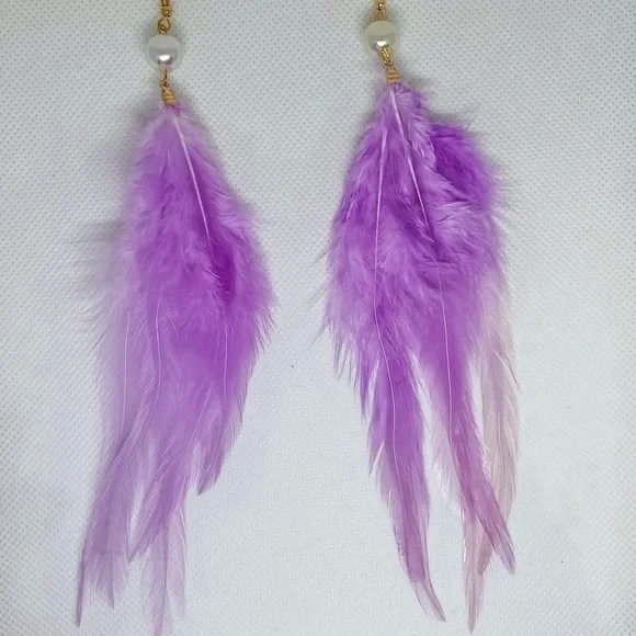 Feather Drop Earrings - Picture 3 of 6